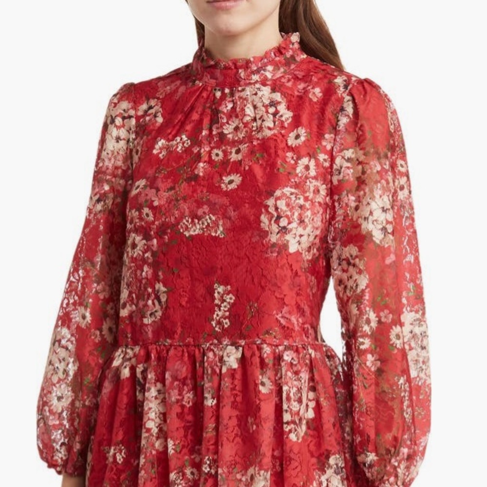 Floral Print Lace Baby Doll Dress